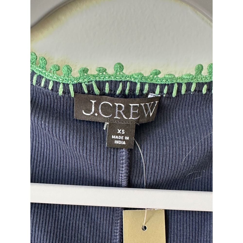 NEW J.Crew Perfect Rib V-Neck Tank Top Size XS Hand Stiched Pom Pom Trim Chic - Picture 6 of 10